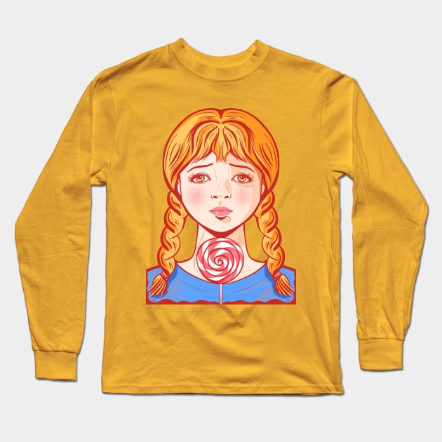 Girl with pigtails Long Sleeve T-Shirt by Mimie20